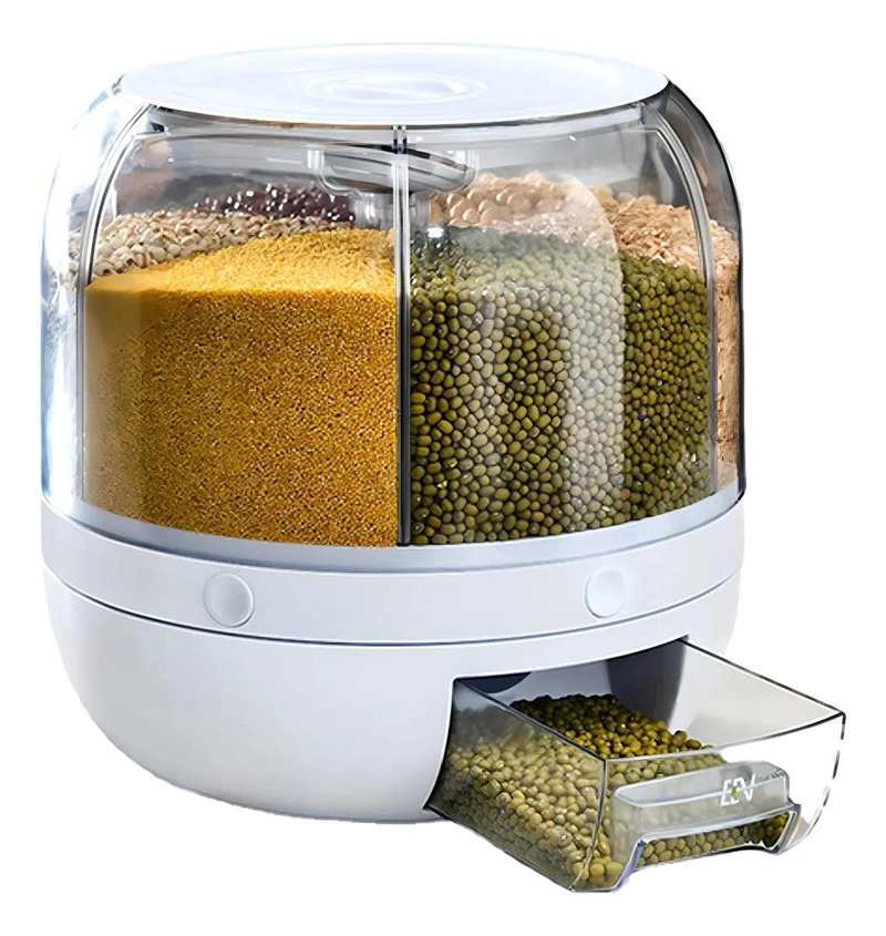 DISPENSADOR GIRATORIO DE ALIMENTOS CON 6 COMPARTIMIENTOS - 1