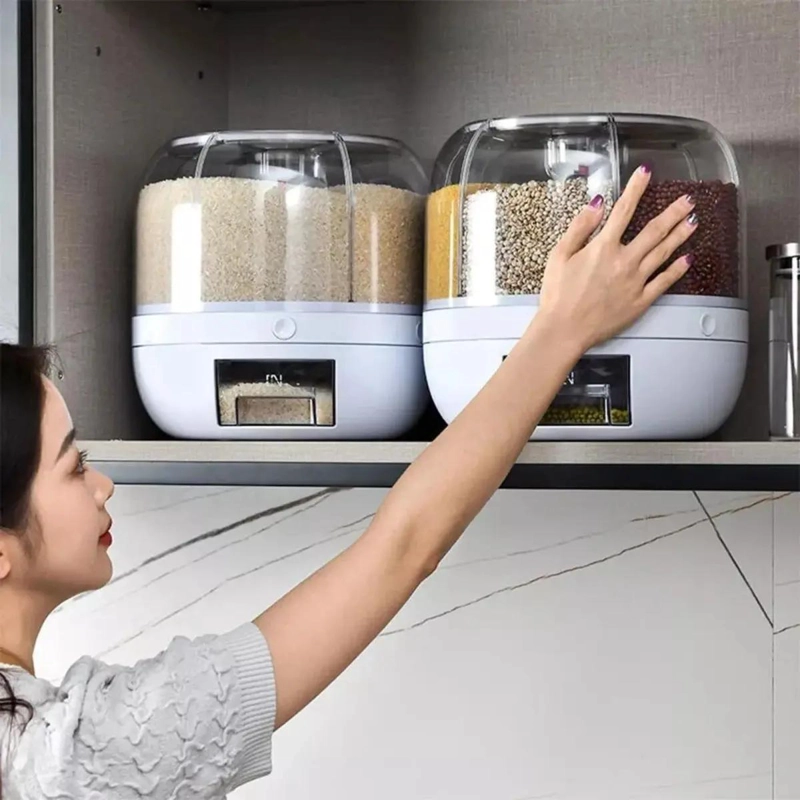 DISPENSADOR GIRATORIO DE ALIMENTOS CON 6 COMPARTIMIENTOS - 10