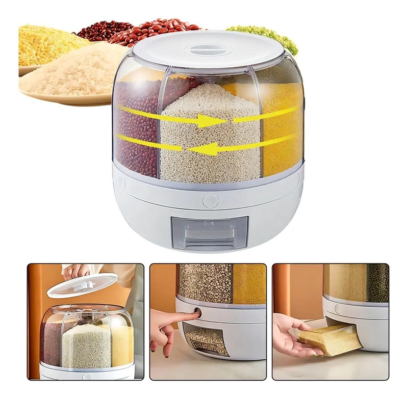 DISPENSADOR GIRATORIO DE ALIMENTOS CON 6 COMPARTIMIENTOS - 3