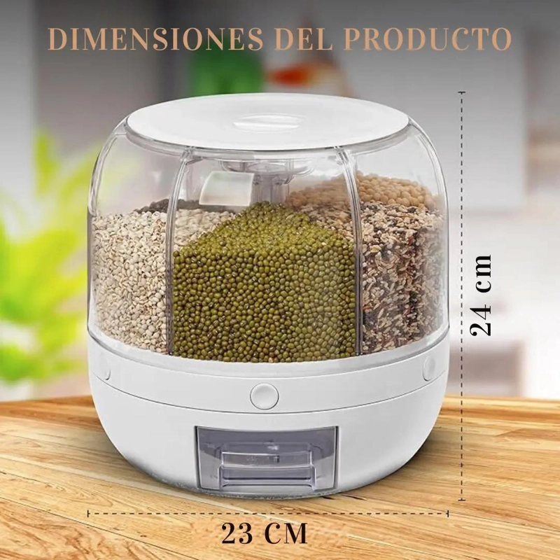 DISPENSADOR GIRATORIO DE ALIMENTOS CON 6 COMPARTIMIENTOS - 6