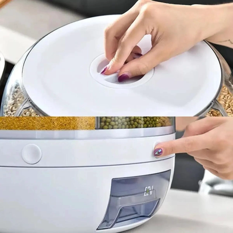 DISPENSADOR GIRATORIO DE ALIMENTOS CON 6 COMPARTIMIENTOS - 7
