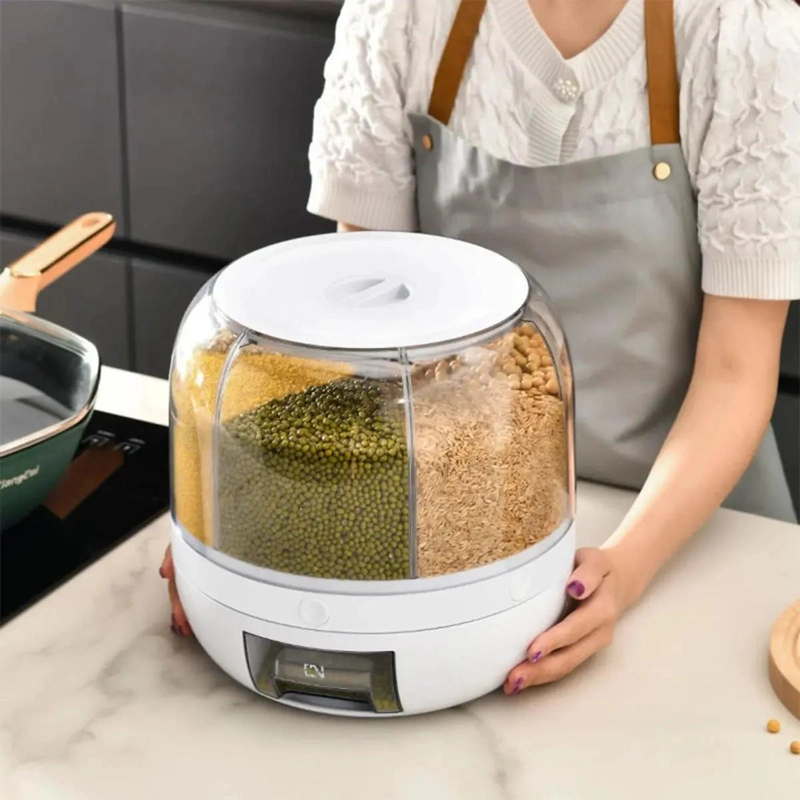DISPENSADOR GIRATORIO DE ALIMENTOS CON 6 COMPARTIMIENTOS - 8