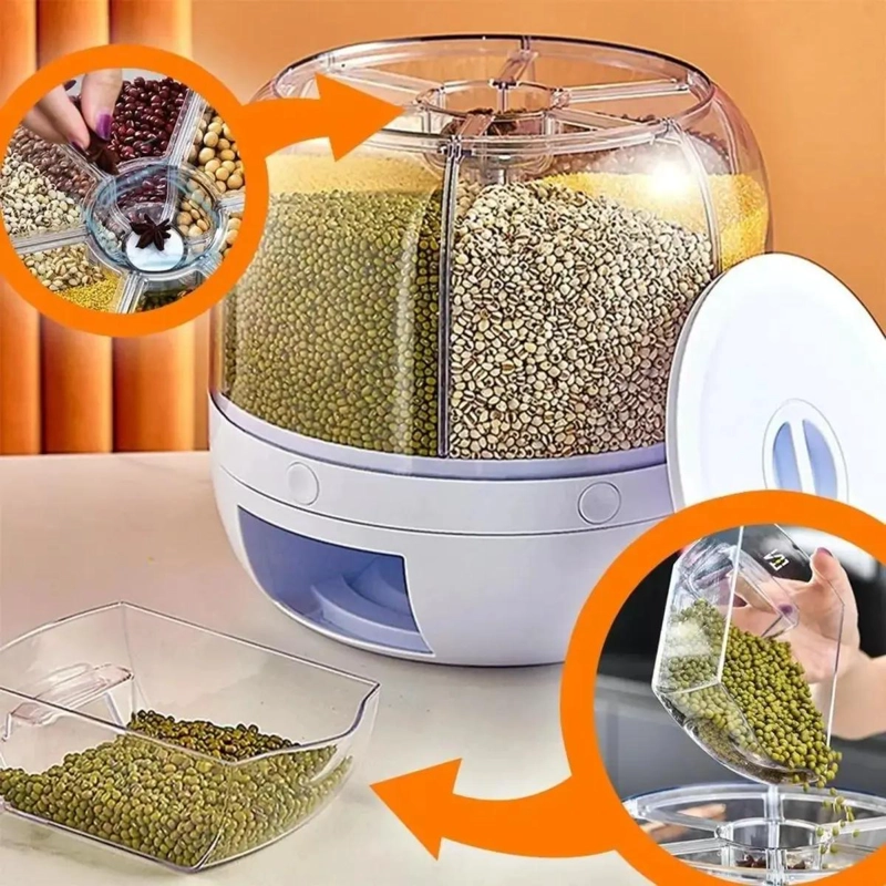 DISPENSADOR GIRATORIO DE ALIMENTOS CON 6 COMPARTIMIENTOS - 9