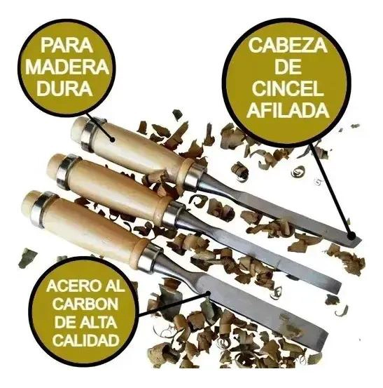 JUEGO DE 12 CINCELES DE MADERA PARA CARPINTERIA - 3