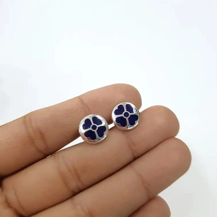 AROS DE PLATA 950 CON LAPISLAZULI MOLIDO EN DISEÑO DE TRE BOL - 2