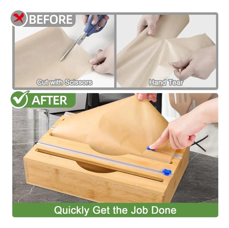 DISPENSADOR DE PAPEL DE ALUMINIO Y ENVOLTURA DE BAMBU NATURAL - 3