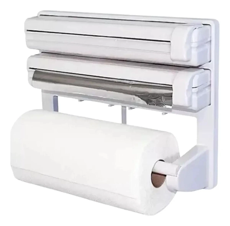 DISPENSADOR TRIPLE PARA ROLLOS DE TOALLA Y FILM EN COCINA - 2