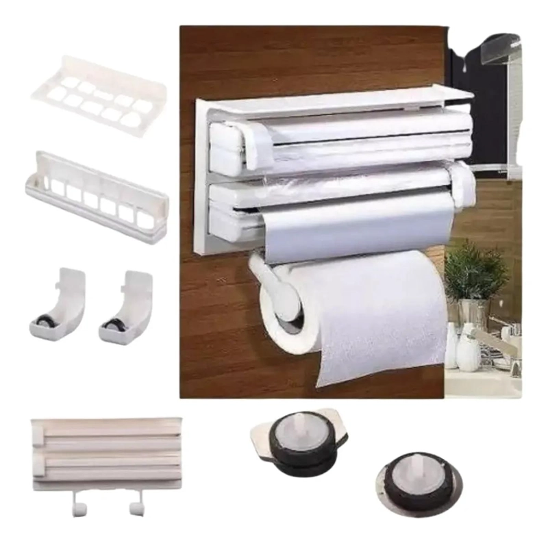 DISPENSADOR TRIPLE PARA ROLLOS DE TOALLA Y FILM EN COCINA - 4
