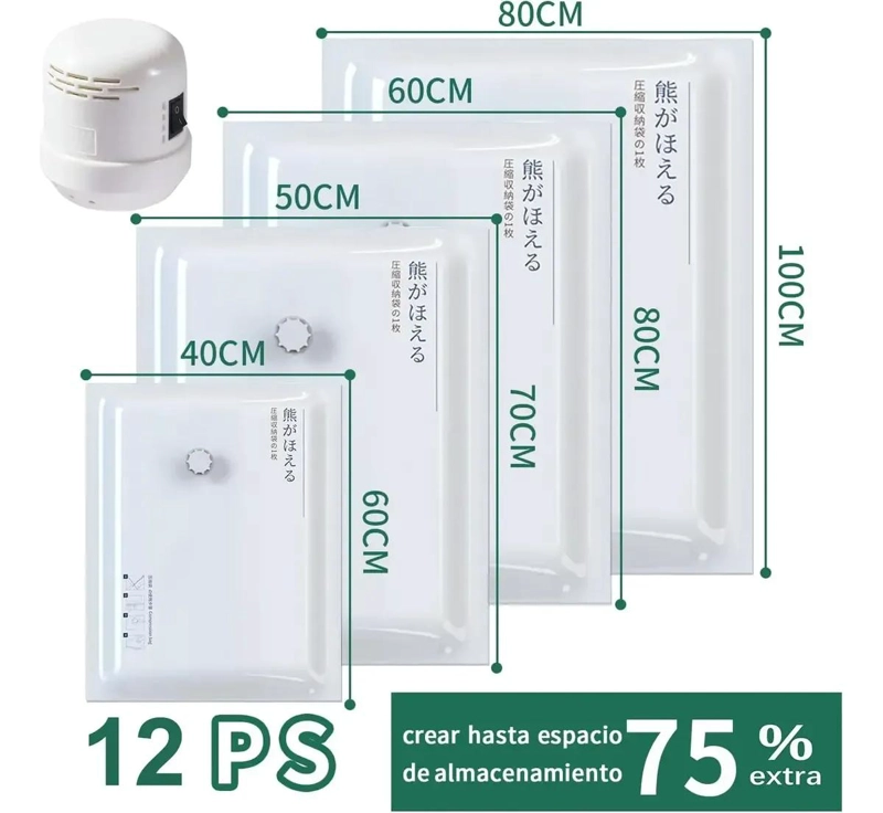 PACK DE 12 BOLSAS ORGANIZADORAS AL VACIO CON BOMBA - 6