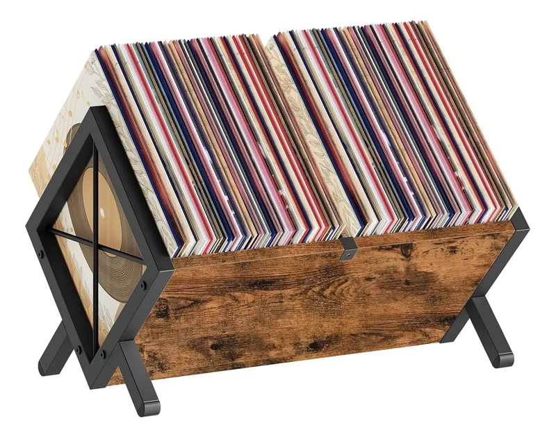 SOPORTE VINTAGE PARA ALMACENAMIENTO DE DISCOS DE VINILO - 1