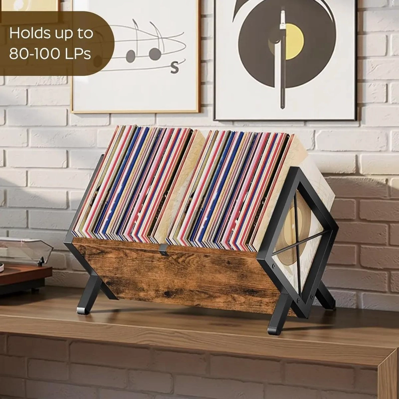 SOPORTE VINTAGE PARA ALMACENAMIENTO DE DISCOS DE VINILO - 2