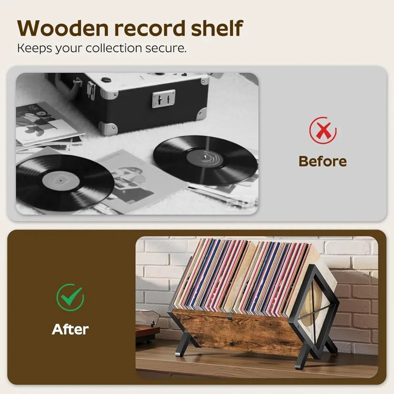 SOPORTE VINTAGE PARA ALMACENAMIENTO DE DISCOS DE VINILO - 7