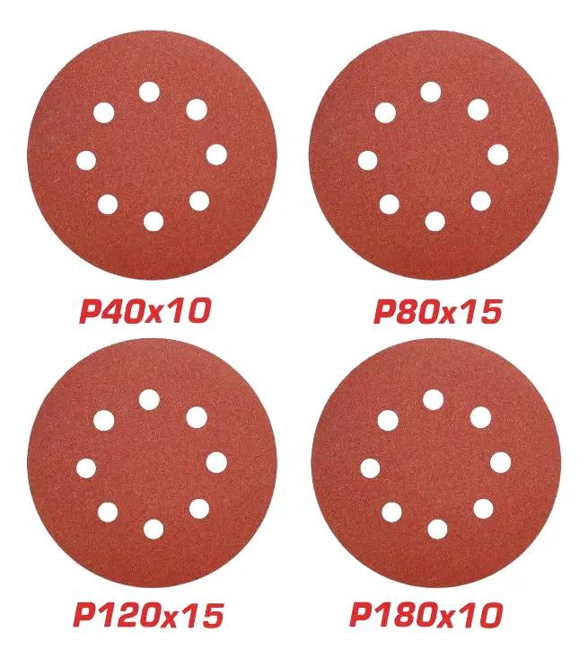 JUEGO DE 50 LIJAS VELCRO DE 125MM PARA LIJADORA ORBITAL - 1