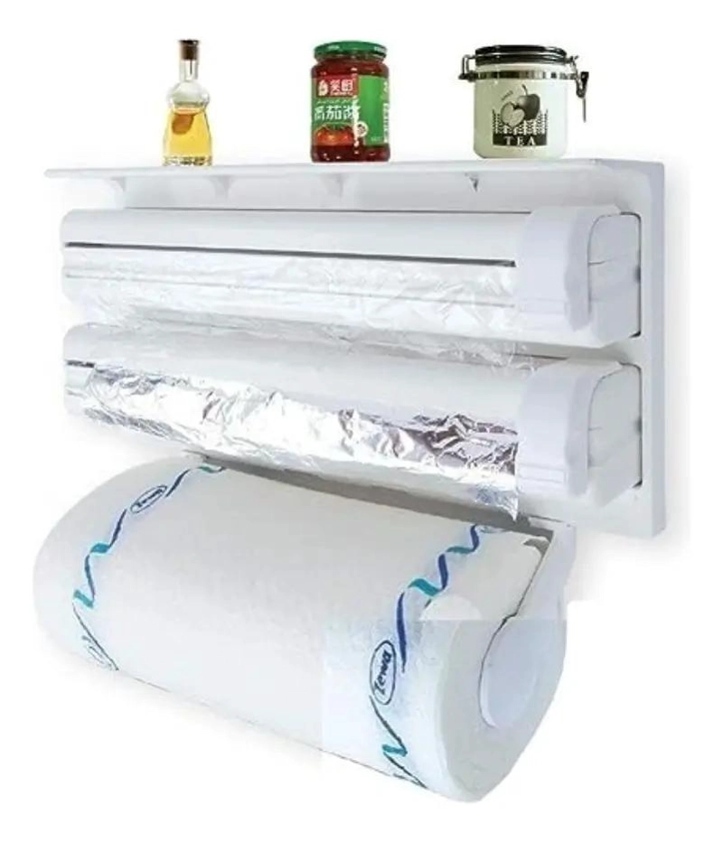 PORTA ROLLO TRIPLE DISPENSADOR DE COCINA PARA FILM Y PAPEL - 2