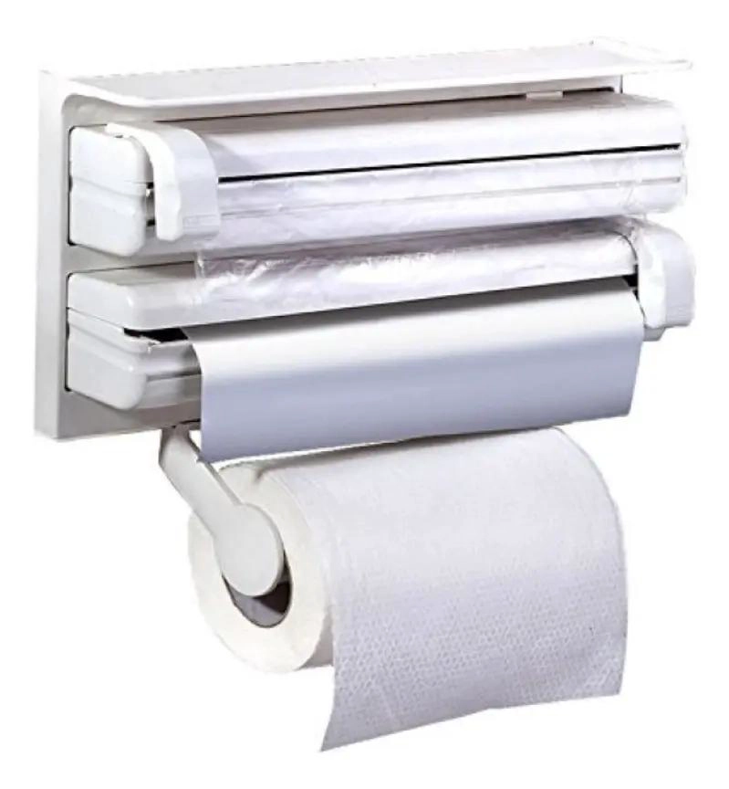 PORTA ROLLO TRIPLE DISPENSADOR DE COCINA PARA FILM Y PAPEL - 3