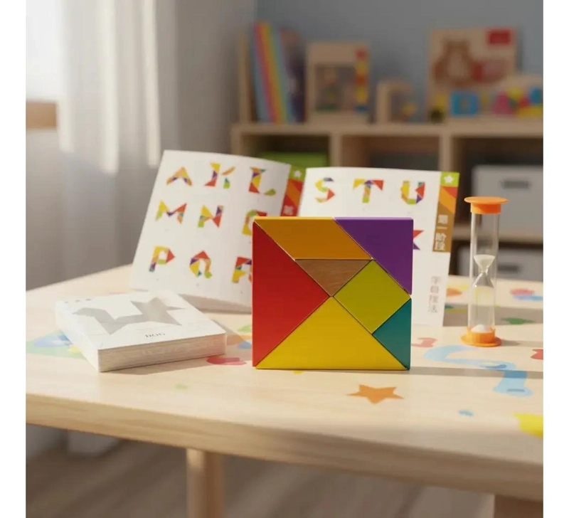 PUZZLE TANGRAM DE MADERA PARA APRENDIZAJE Y DIVERSION - 1