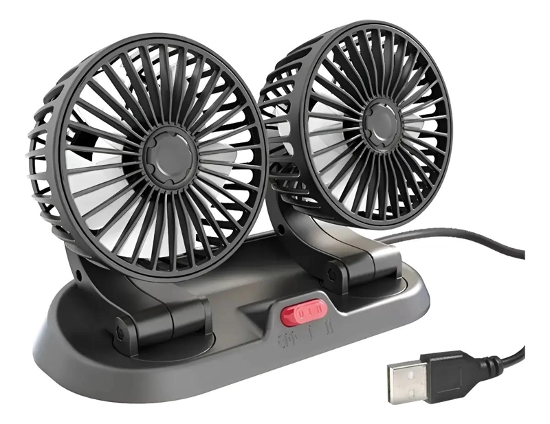 VENTILADOR USB DOBLE SOBREMESA PORTATIL CON 5 ASPAS - 1