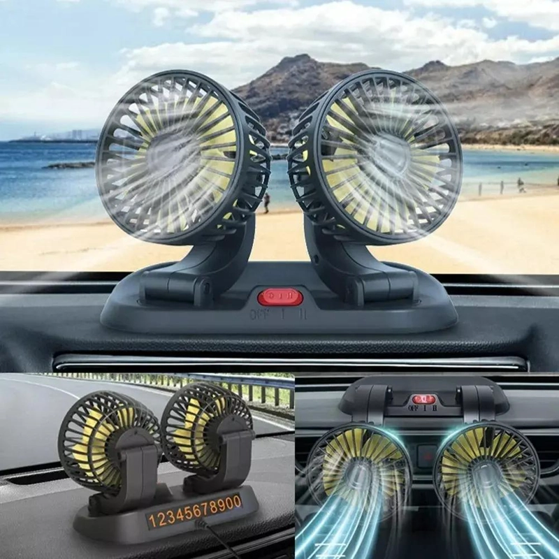 VENTILADOR USB DOBLE SOBREMESA PORTATIL CON 5 ASPAS - 2