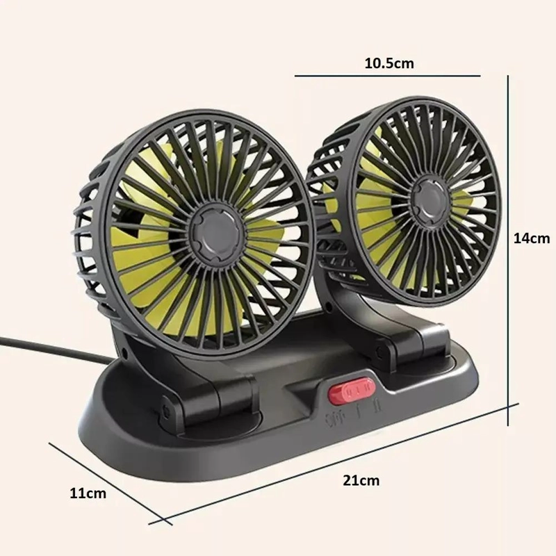 VENTILADOR USB DOBLE SOBREMESA PORTATIL CON 5 ASPAS - 3