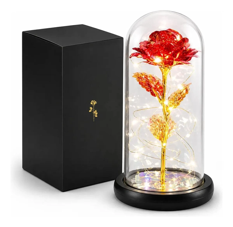 ROSA ARTIFICIAL ETERNA CON LUZ LED PARA DECORACION ROMANTICA - 1
