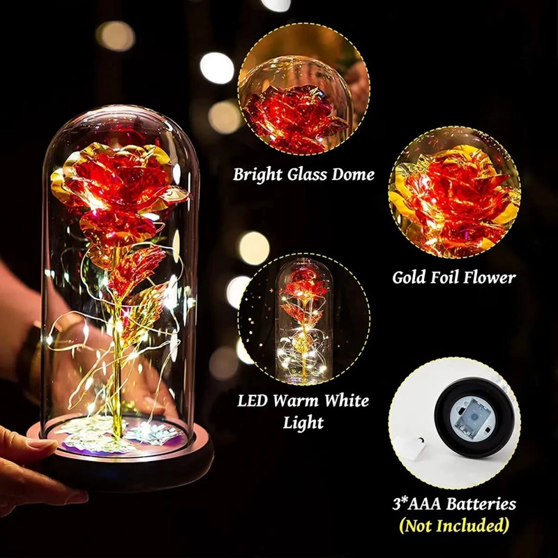 ROSA ARTIFICIAL ETERNA CON LUZ LED PARA DECORACION ROMANTICA - 3