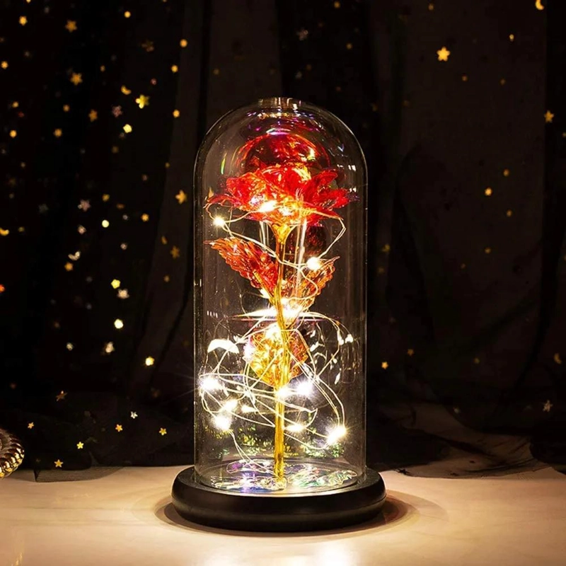 ROSA ARTIFICIAL ETERNA CON LUZ LED PARA DECORACION ROMANTICA - 7