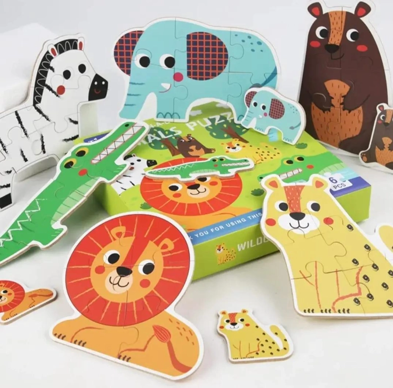 PUZZLE DIDACTICO DE MADERA CON ANIMALES MARINOS Y DE LA SELVA - 3