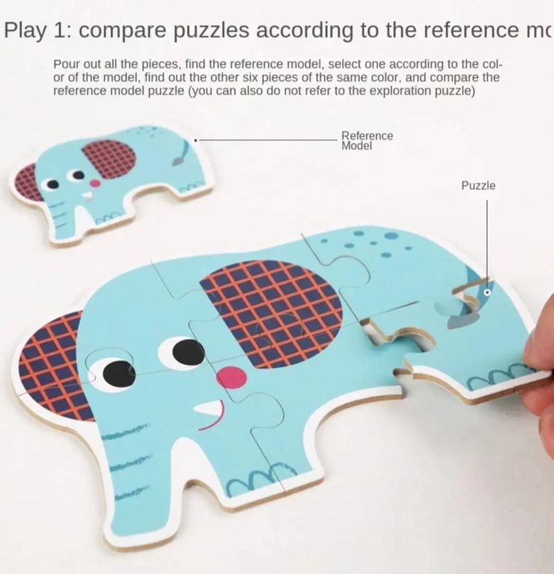 PUZZLE DIDACTICO DE MADERA CON ANIMALES MARINOS Y DE LA SELVA - 4