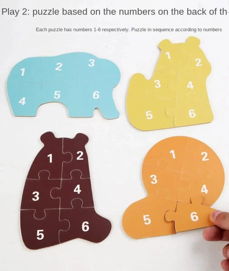 PUZZLE DIDACTICO DE MADERA CON ANIMALES MARINOS Y DE LA SELVA - 5