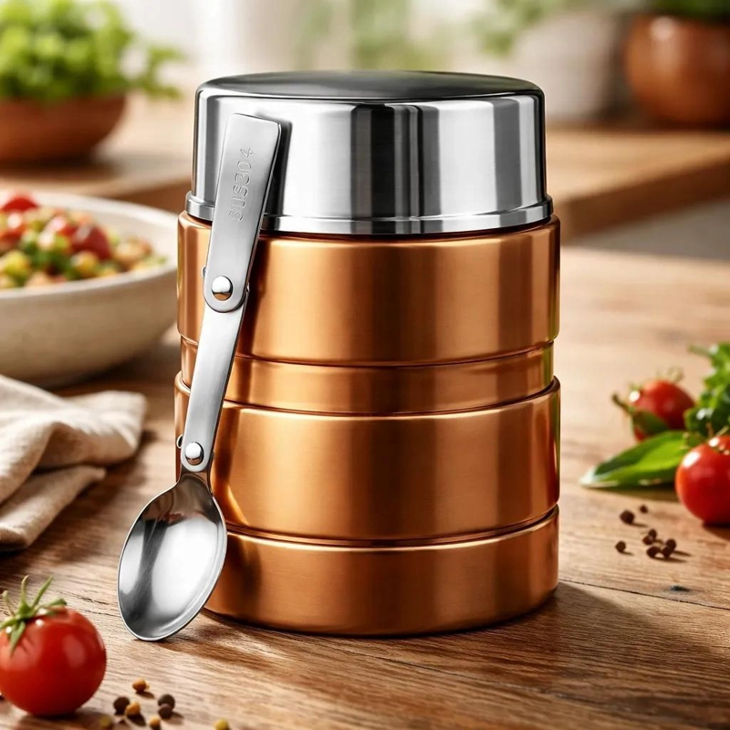TERMO DE COMIDA ACERO INOXIDABLE 500ML CON CUCHARA PLEGABLE - 6