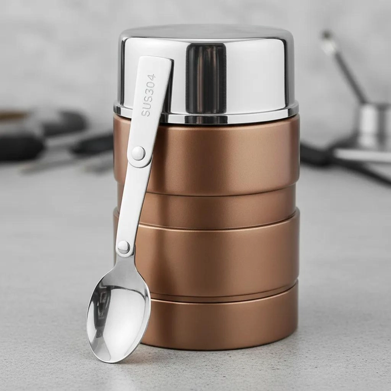 TERMO DE COMIDA ACERO INOXIDABLE 500ML CON CUCHARA PLEGABLE - 7