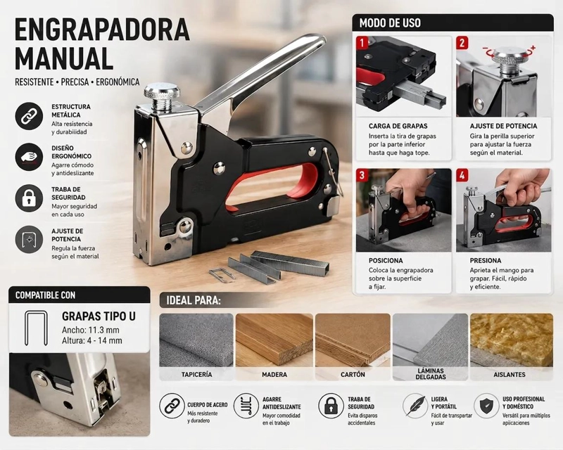 ENGRAPADORA MANUAL METALICA AJUSTABLE PARA TAPICERIA - 2