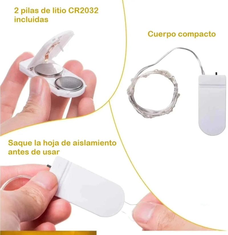 TIRA DE LUCES LED DECORATIVAS CON 20 BOMBILLAS Y 1 METRO DE LARGO - 2