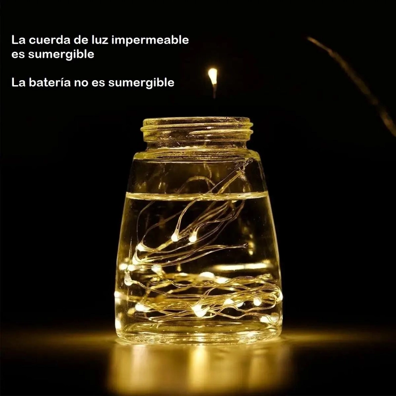 TIRA DE LUCES LED DECORATIVAS CON 20 BOMBILLAS Y 1 METRO DE LARGO - 4