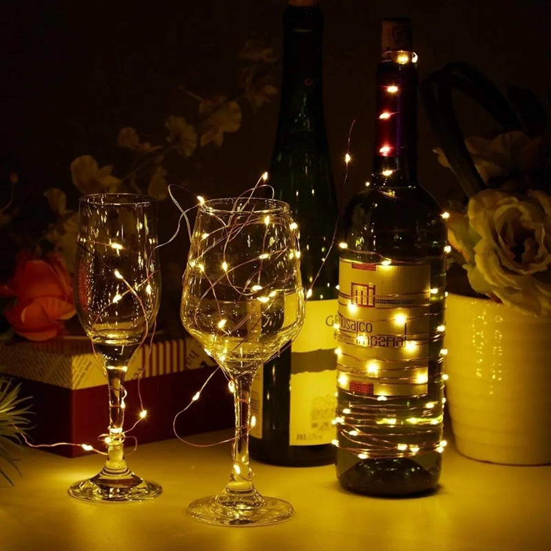 TIRA DE LUCES LED DECORATIVAS CON 20 BOMBILLAS Y 1 METRO DE LARGO - 6