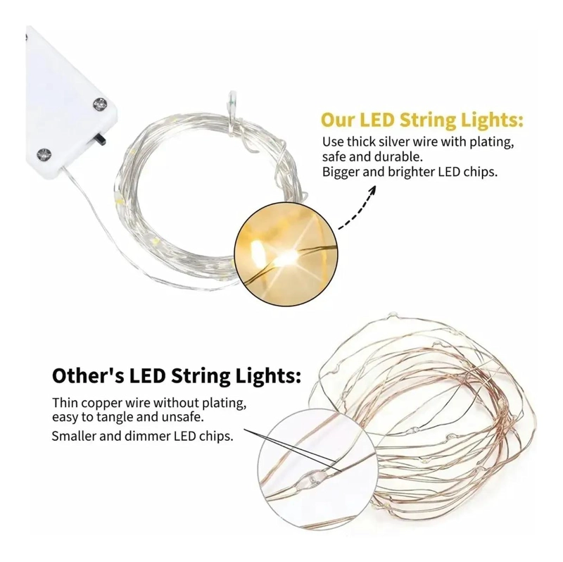 GUIRNALDAS LED DE 20 LUCES DE HADAS DE 2 METROS CON PILAS - 3