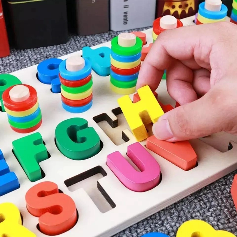 ABACO DE MADERA CON LETRAS Y NUMEROS PARA APRENDIZAJE INFANTIL - 3