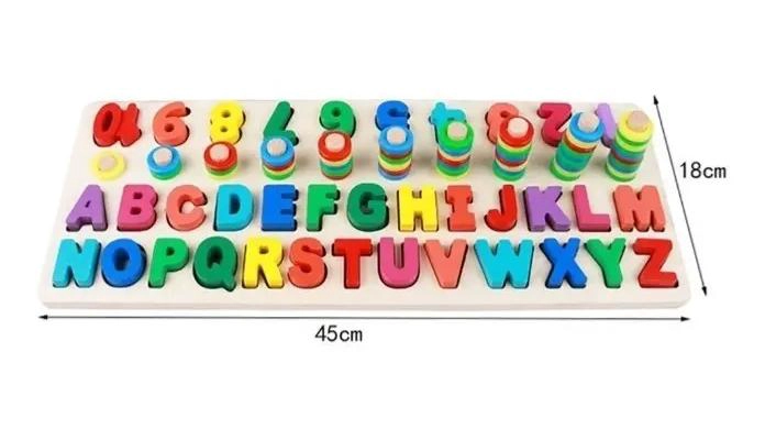 ABACO DE MADERA CON LETRAS Y NUMEROS PARA APRENDIZAJE INFANTIL - 8