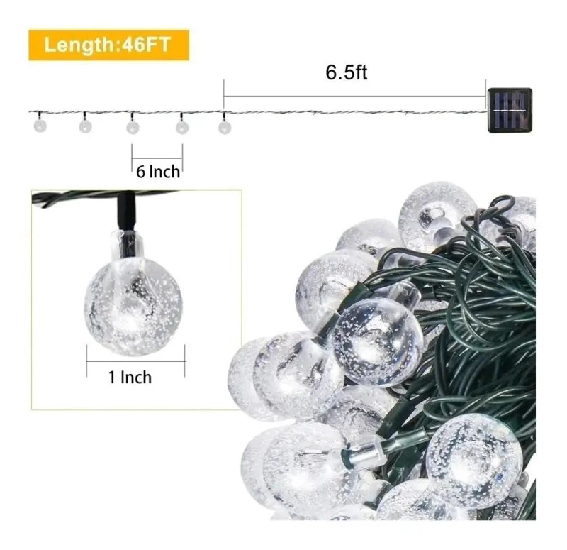 CADENA DE LUCES SOLARES DE 80 LED PARA JARDIN Y EVENTOS - 2