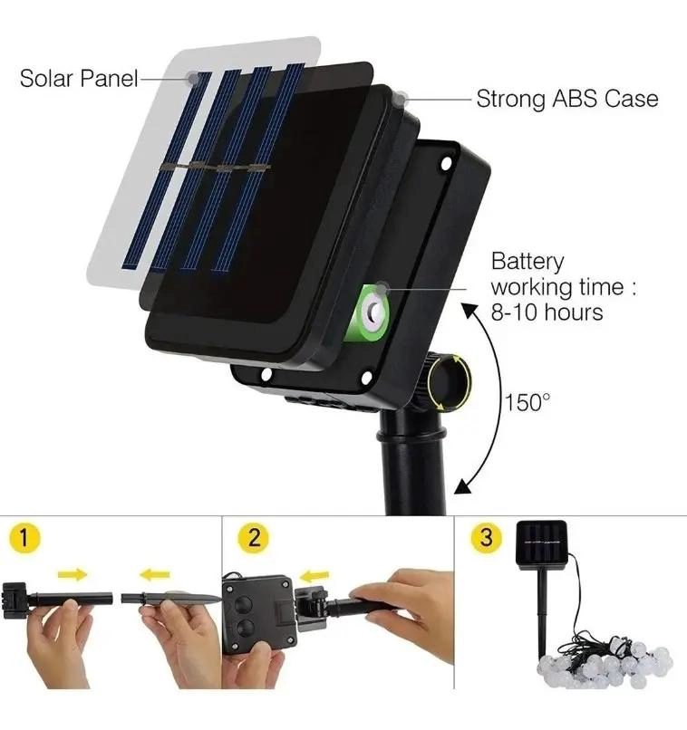 CADENA DE LUCES SOLARES DE 80 LED PARA JARDIN Y EVENTOS - 4
