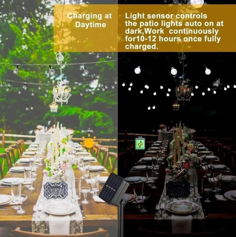CADENA DE LUCES SOLARES DE 80 LED PARA JARDIN Y EVENTOS - 6