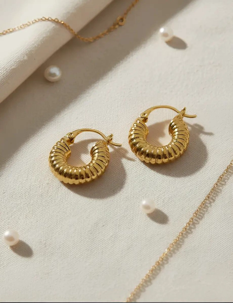 PENDIENTES ARO DORADOS DE ACERO INOXIDABLE PARA MUJER 2 CM - 1