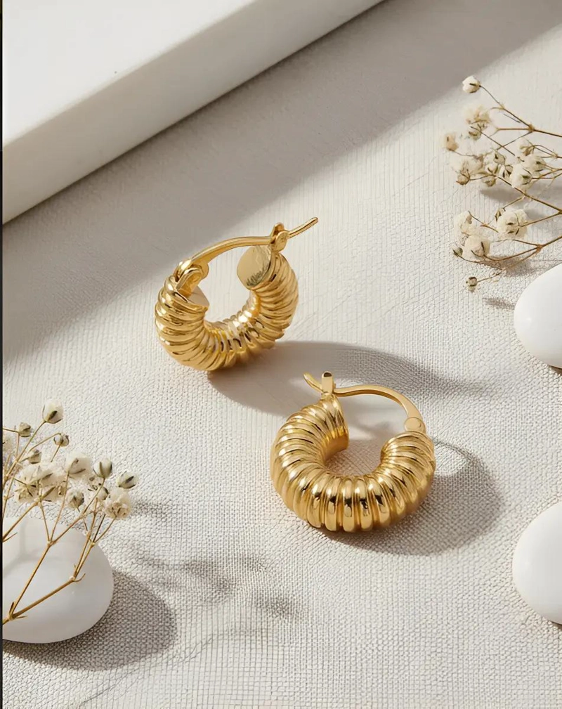 PENDIENTES ARO DORADOS DE ACERO INOXIDABLE PARA MUJER 2 CM - 2