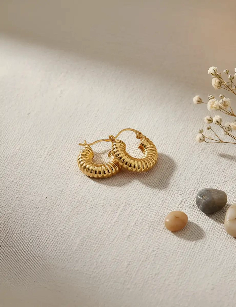 PENDIENTES ARO DORADOS DE ACERO INOXIDABLE PARA MUJER 2 CM - 4