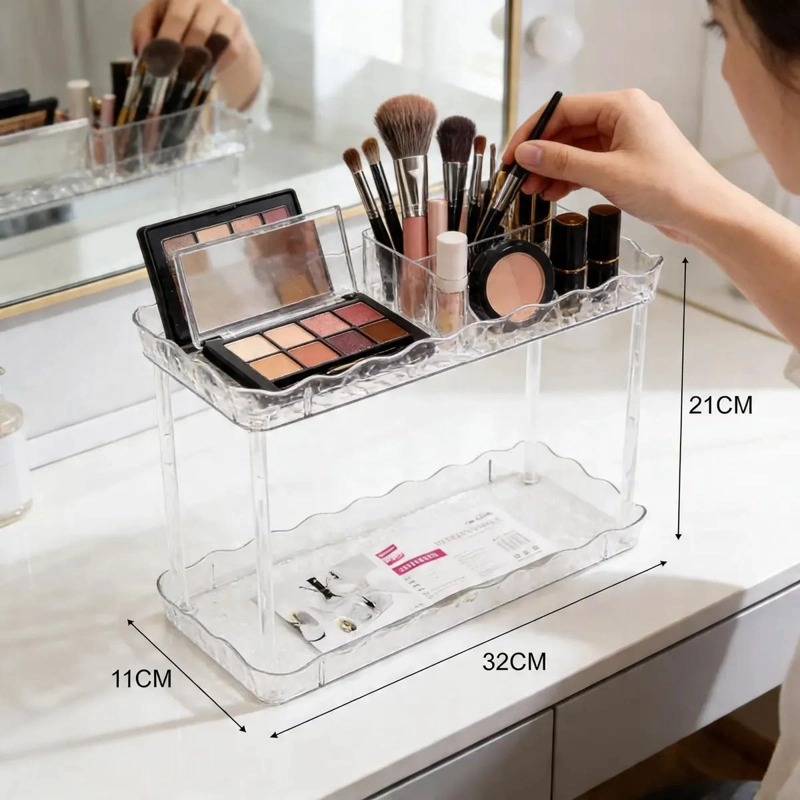 ORGANIZADOR ACRILICO MULTIUSOS DE DOS NIVELES PARA COSME TICOS - 2