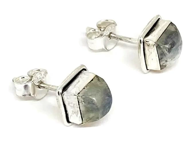 AROS CUADRADOS DE PIEDRA LUNA EN PLATA FINA 925 - 2