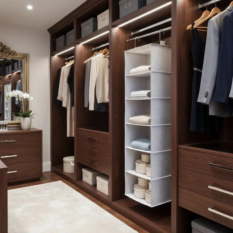 ORGANIZADOR COLGANTE PARA CLOSET CON 6 COMPARTIMENTOS PLEGABLE - 1