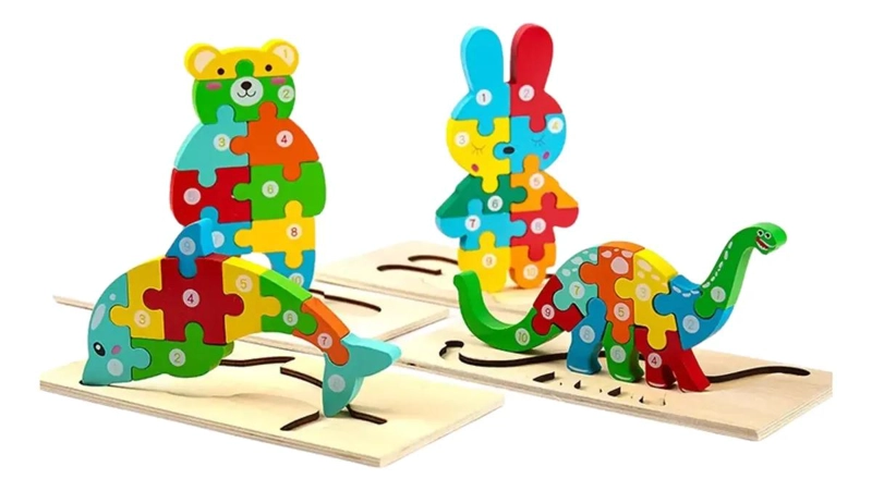 SET DE 3 ROMPECABEZAS DE MADERA PARA NIÑOS - 5