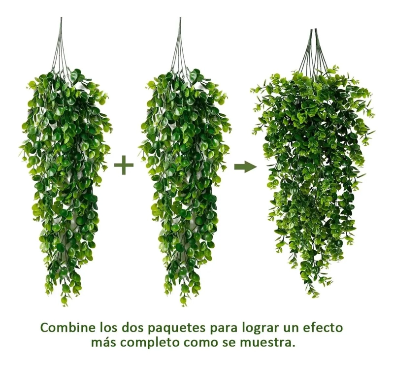 4 PLANTAS COLGANTES ARTIFICIALES DE EUCALIPTO CON HOJAS REDONDAS - 3