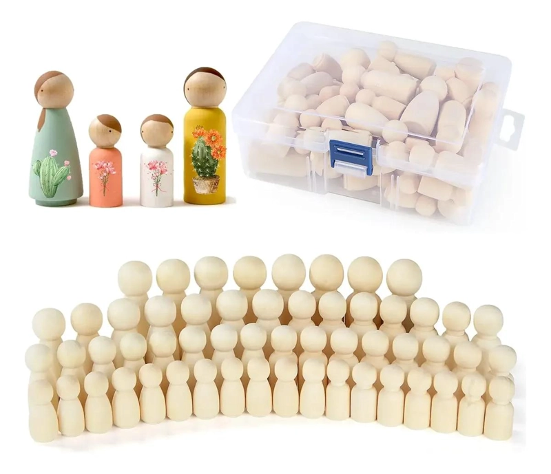 JUEGO DE 50 FIGURAS DE MADERA PARA MANUALIDADES Y DIY - 1